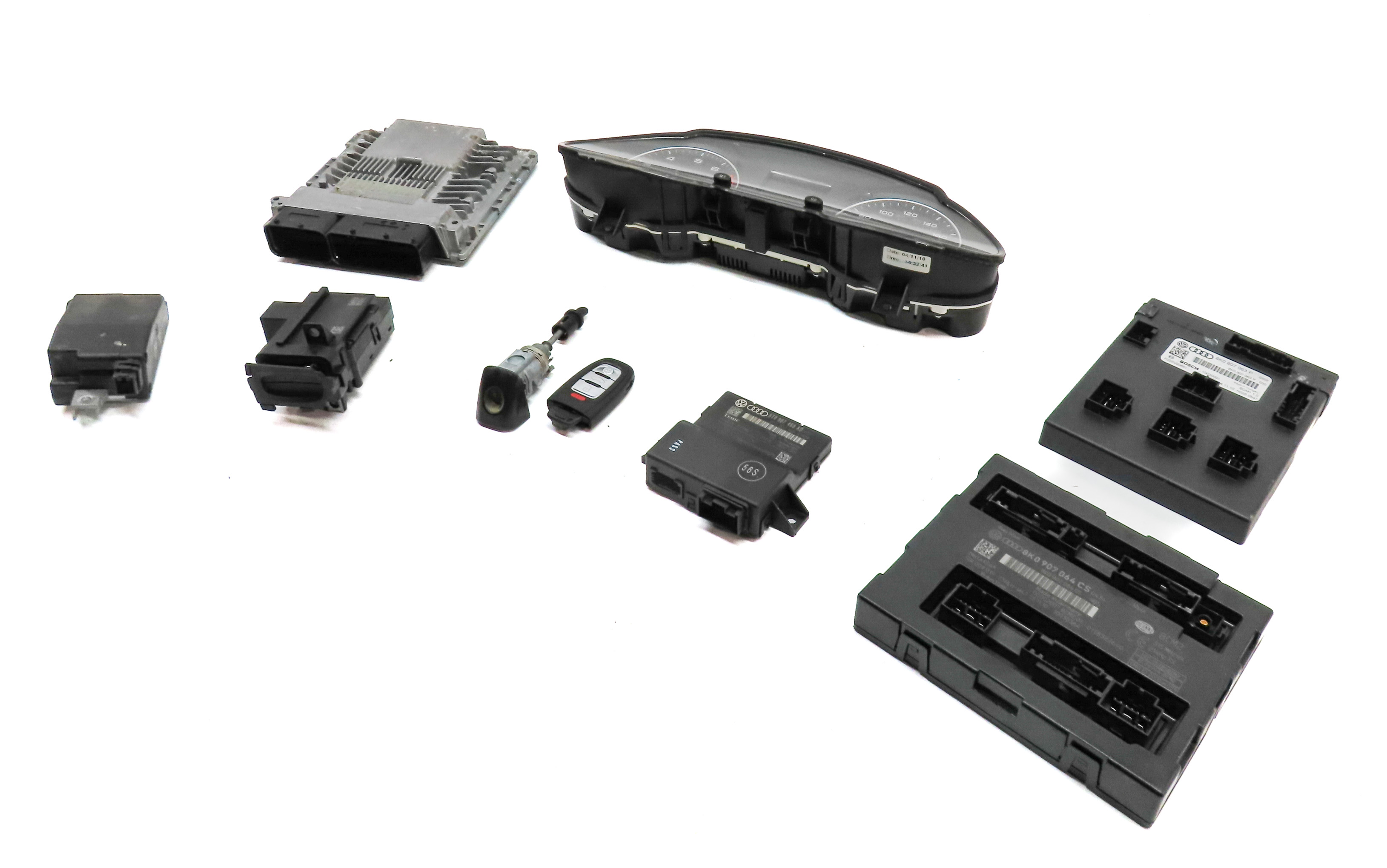 11-12 AUDI Q5 (B8 8R) 3.2L CALB ENGINE ECM ECU BCM SPEEDOMETER MODULE KEY SET — exact item pictured